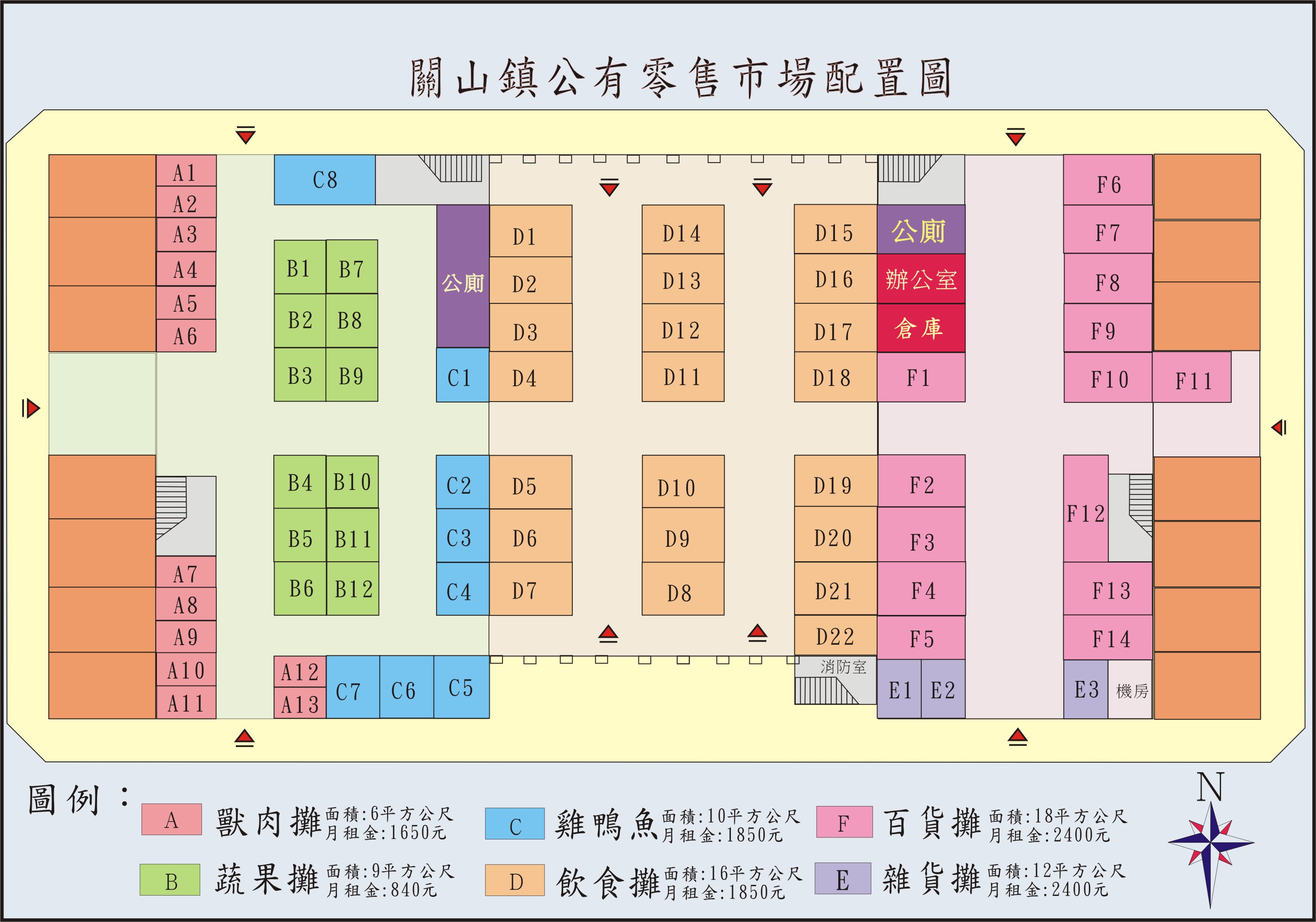 關山鎮公有零售市場平面配置圖