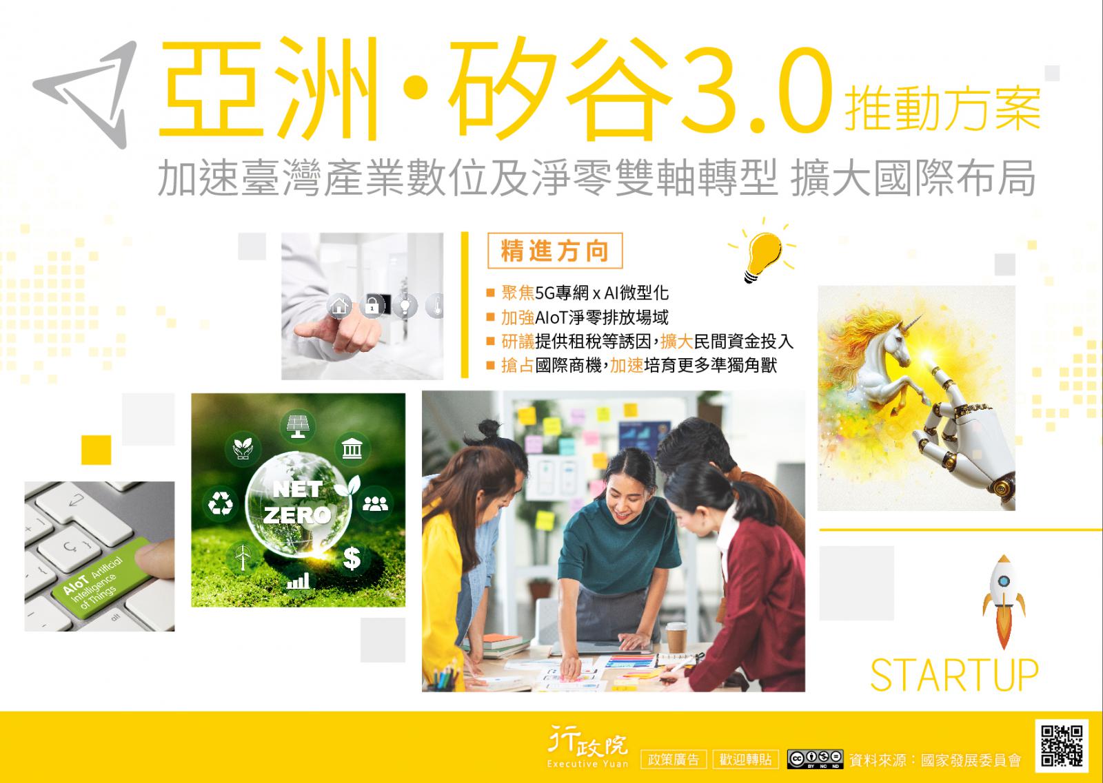 行政院新聞傳播處推廣「亞洲・矽谷3.0」政策圖,詳細請點連結看更多